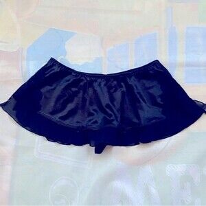 Secret Treasures Black Garter Satin Lace & Mesh Skirt Thong Underwear Si…